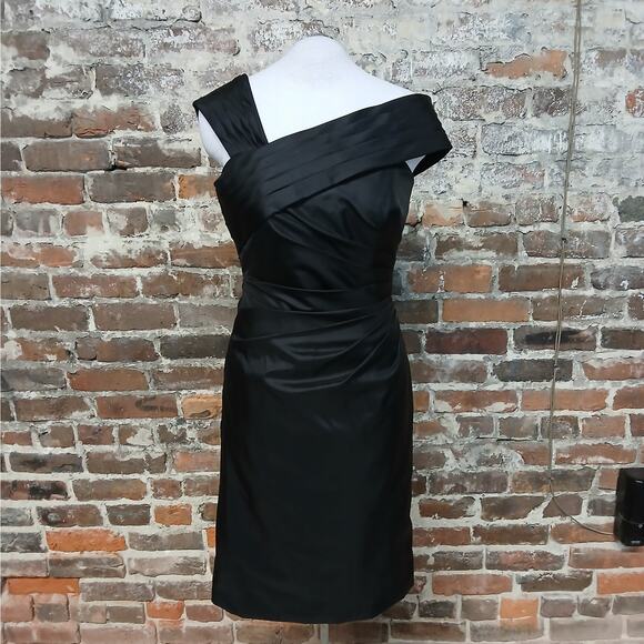 Mori Lee Womens Dress Size 8 Black One Shoulder Cocktail Party Wedding Guest - Picture 2 of 8